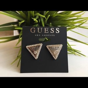Guess Earrings Silver Rhinestone Size M